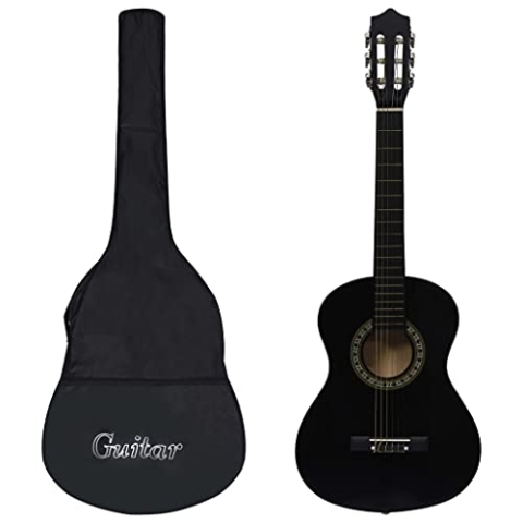 vidaXL Klassikgitarre für Anfänger Kinder mit Tasche Gitarre Gitarrentasche Gitarrenhülle Anfängergitarre Musikinstrument Saiteninstrument Schwarz 1/2 34"