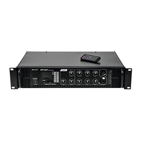OMNITRONIC MP-60P ELA-Mischverstärker | ELA-Mono-Mischverstärker mit MP3-Player und IR-Fernbedienung, 60 Watt