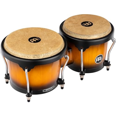 Meinl Percussion Bongos Headliner Wood - 2 Handtrommeln mit 6,75 und 8 Zoll - inkl. Stimmschlüssel - Siam Eiche, Vintage Sunburst (HB100VSB)