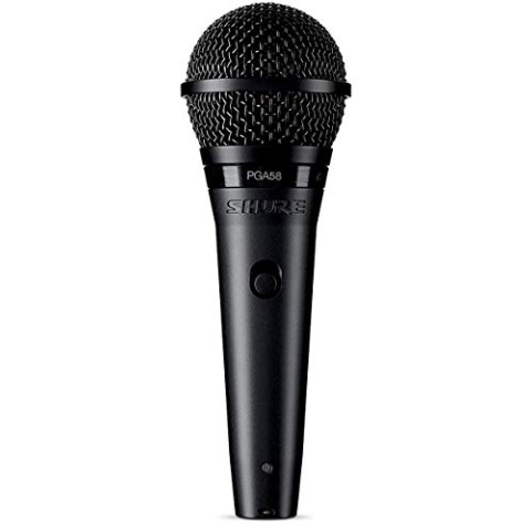 Shure PGA58 Dynamisches Mikrofon-Handheld-Vokalmikrofon mit Ein/Aus-Schalter, 3-pin-XLR-Anschluss, 15 'XLR-zu-QTR-Kabel, Standadapter und Reißverschlussbeutel (PGA58-QTR-E)
