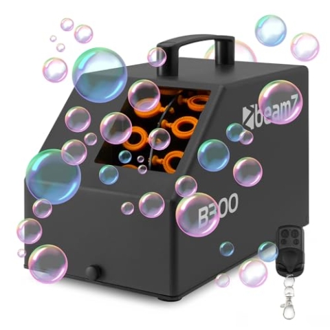 BeamZ B300 Seifenblasenmaschine mit Fernbedienung, 10.000 Bubbles pro Minute, 25 Watt, Bubble Machine mit Handgriff, Seifenblasen Hochzeit Machine, Effektmaschine Luftblasenmaschine, Schwarz