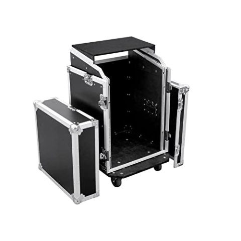 ROADINGER Spezial-Kombi-Case LS5 Laptop-Rack, 14HE | Flightcase für 483-mm-Geräte (19"), mit Laptopablage