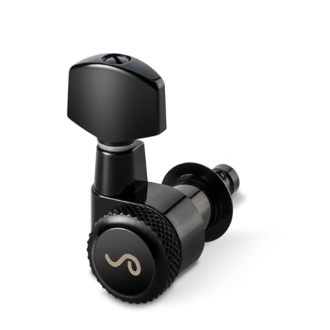 SCHALLER »M6 PIN LOCKING MACHINE HEADS - BLACKCHROME - 6L - SMALL METAL - 19.5mm LOCKING POST« Mechaniken für E-Gitarre - Set mit 6 Stück 10030420.01.50