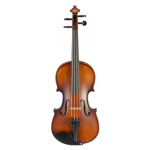 Fame FVN-115 Violine 1/2, Massiver Ahornkorpus, Fichtendecke, Ebenholzgriffbrett, Guarneri-Kinnhalter, Carbon-Saitenhalter, Inklusive Etui, Brasilholzbogen