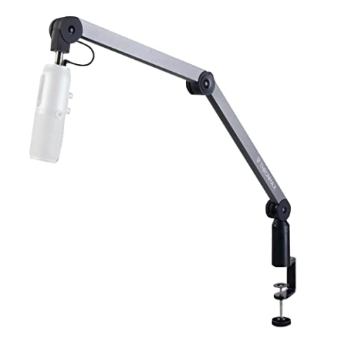 THRONMAX Caster Boom Stand (S1) - USB Version - Desk C-Clamp, Internal Spring Design and Hidden Cable Management, Dark Grey