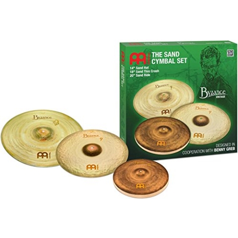 Meinl Cymbals Byzance Vintage Benny Greb Sand Schlagzeug Becken Set 14-20 Zoll (Video) Box Pack (35,56-50,80cm) B20 Bronze, Sandgestrahltes Finish (BV-141820SA)