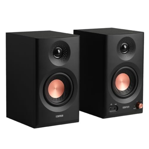 Edifier MR3 Studio-Monitor-Lautsprecher, Hi-Res-Audio-Zertifiziert, Bluetooth V5.4, aktive Bücherregal-Lautsprecher, 2.0 Computer-Lautsprecher mit Kopfhörerausgang, RCA AUX symmetrischer TRS-Eingang,