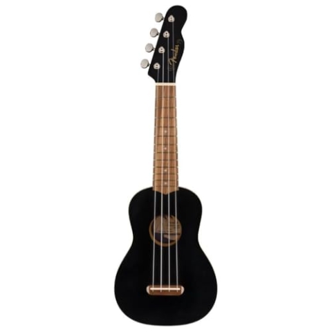 Fender Venice Sopran-Ukulele, Schwarz – Klassische Ukulele, leicht & kompakt, warmer Klang, komfortables Spielgefühl, ideal für Anfänger & Fortgeschrittene, inkl. virtueller Fender Play Kurse