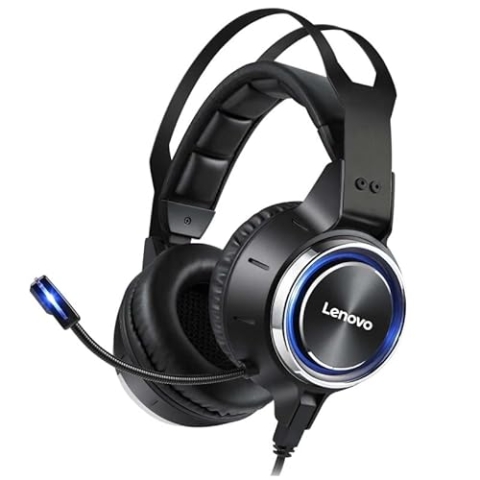 Lenovo Gaming-Headset HS25 3D Stereo 7.1, Geräuschunterdrückung, mit verstellbarem Mikrofon und RGB-LED-Effekt
