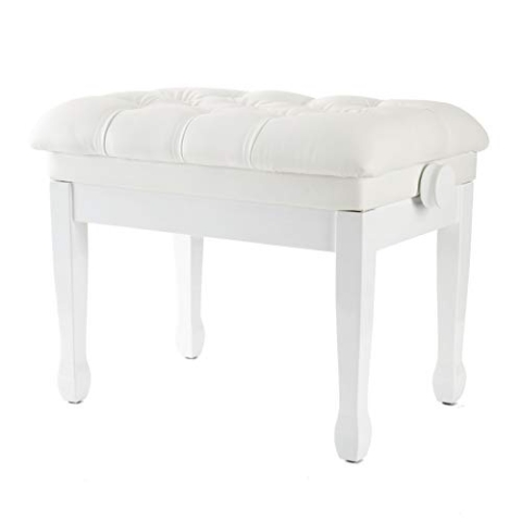 Fame PB-30C WH/P, Höhenverstellbare Klavierbank, Weiß Hochglanz, Robust, Kunstlederbezug in Lederoptik, Gummifüße