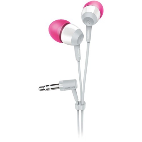 Philips SHE7000WT/28 rosa, weiß Ohrhörer Kopfhörer – Headsets (Kopfhörer, 8 – 23500 HZ, 50 mW, 105 dB, 16 Ohm, 8,6 mm)