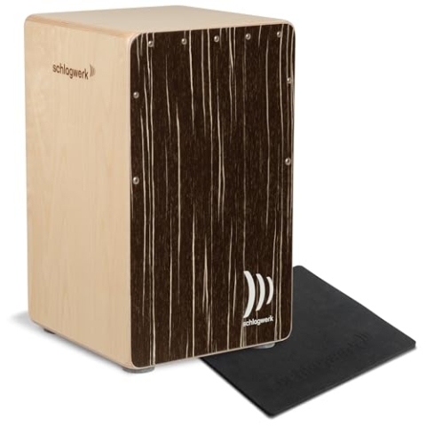 Schlagwerk CP585 Cajon Super Agile Cappuccino - individuell und stufenlos einstellbare Snare Technologie - fetter Bass, brilliante Snare, kraftvolle Slaps - inklusive Sitzkissen - Made in Germany