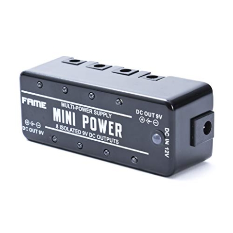 Fame Netzteil, Multinetzteil mit 9V DC und 300mA für 8 Effektgeräte, Gitarrenzubehör Pedale, inklusive 12 V Adapter, LEF-329 Mini Power