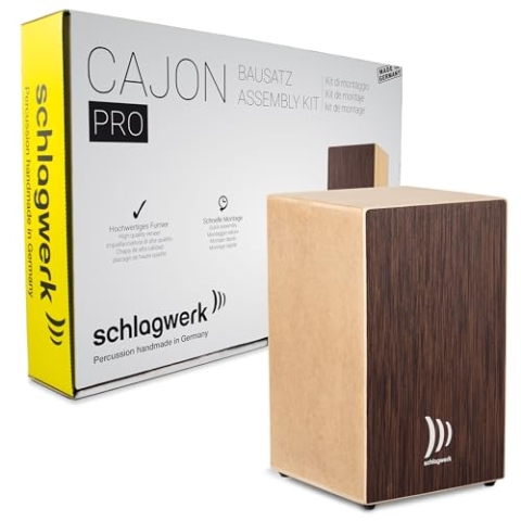 Schlagwerk CBA30SW Cajon Pro Large Bausatz - dunkles Holz,Wenge, Birke - 50 x 30 x 30 cm - mit 2x 20 Snare Teppichen, Komplett inkl Spanngute und Leim - Cajon selbst bauen - Made in Germany