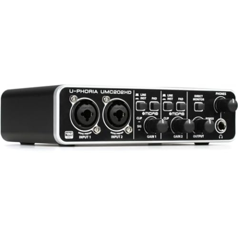 Behringer U-PHORIA UMC202HD Audiophiles 2x2, 24-Bit/192 kHz USB-Audio-Interface mit Midas-Mikrofonvorverstärkern