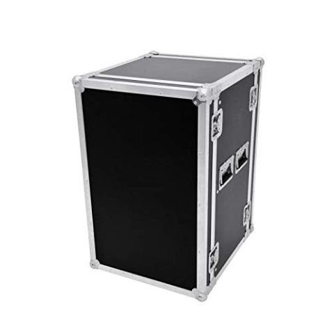 Roadinger Rack Profi, 15 HE, 45 cm Einbautiefe | PRO Flightcase für 483-mm-Geräte (19") | 2 abnehmbare Deckel | 9 mm mehrschichtig verleimtem Birkenmultiplexholz, dunkelbraun laminiert