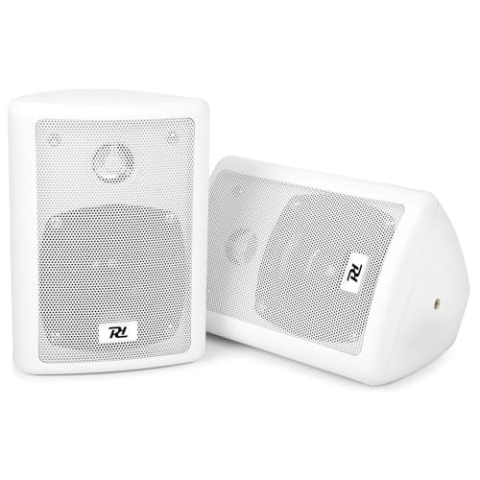 SkyTec ODS40W - Lautsprecher Boxen - 2er Set - 75 Watt - 2-Wege Wandlautsprecher für die Festmontage an Wand und Decke - Lautsprecher-Set für Zuhause, Gastronomie, Bars inkl Montagebügel - Weiß