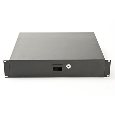 19" Rackschublade 2HE, 2/3 ausziehbar, pulverbeschichteter Stahl, kugelgelagerte Einschubschienen, Schnelltrennmechanismus, 392 mm tief, 434 mm breit, ideal für Rackmontage