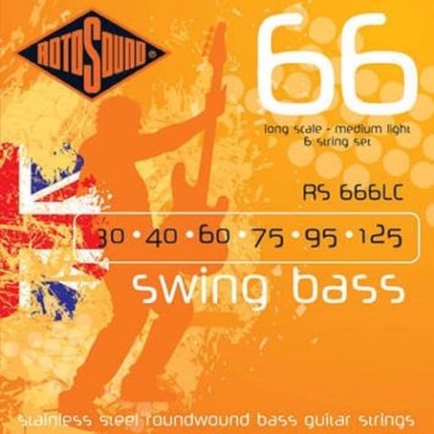 Rotosound Saiten für E-Bass Swing 66 Stainless Sets 6-STR. RS666LC Stainless Medium-Light 30-125