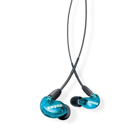 Shure SE215SPE-EFS Professional Over the Ear Earphones, Sound Isolating with Single Dynamic MicroDriver, Clear Sound + Deep Bass, 3.5mm Cable - Blau