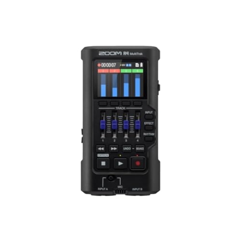 Zoom R4 MultiTrak 4-Spur-Recorder | 32-Bit-Float-Audio | 2 XLR/TS-Combo-Eingänge | Effekte | Rhythmussektion | mobiles Kompakt-Audiostudio für Musiker | Songwriter und Audiokreative | schwarz
