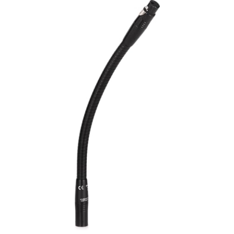 K&M 23035 Schwanenhals 350 mm mit verdrahteten XLR-Anschlüssen für Mikrofonstativ aus schwarzem Stahl