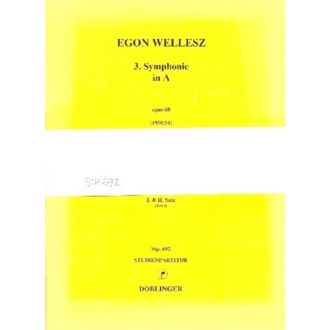 3. Symphonie in A, Opus 68 (1949/51) für Orchester - Studienpartitur
