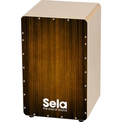 Sela 051 Varios Brown Snare Cajon mit Sela Snare System, geeignet für Anfänger und Fortgeschrittene, Made in Germany
