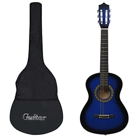 vidaXL Klassikgitarre für Anfänger Kinder mit Tasche Gitarre Gitarrentasche Gitarrenhülle Anfängergitarre Musikinstrument Saiteninstrument Blau 1/2 34"