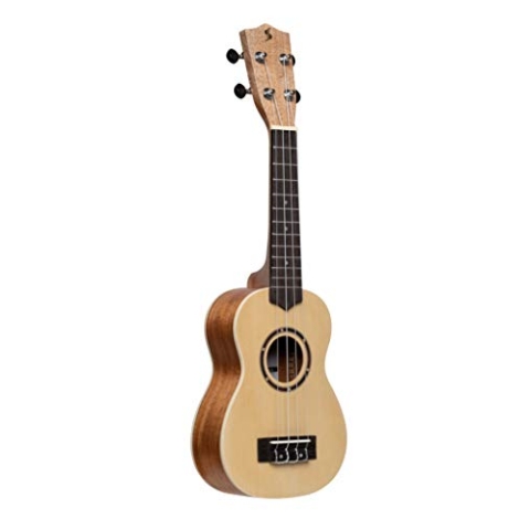 Traditionelle Sopran-Ukulele mit Fichtendecke, inkl. Tasche