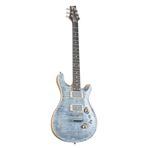 Fame Forum IV Classic E-Gitarre, elektrische Gitarre mit Humbucker Tonabnehmer, Electric Guitar mit blauer Riegelahorndecke, Forum Double Cut
