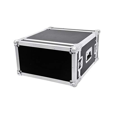 Roadinger Rack Profi, 6 HE, 45 cm Einbautiefe | PRO Flightcase für 483-mm-Geräte (19") | 2 abnehmbare Deckel | 9 mm mehrschichtig verleimtem Birkenmultiplexholz, dunkelbraun laminiert