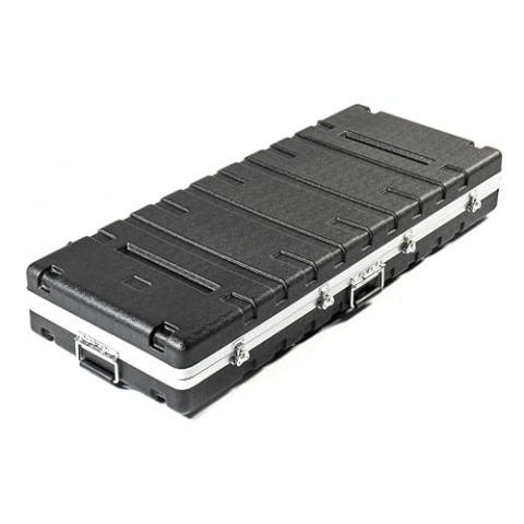 Music Store ABS Keyboard Case 61, Universal Keyboard Flightcase, Schwarz, 7.8 kg, mit Schnappverschluss, 3 Griffe, Rollen, Polsterung, 112x12x41 cm, geeignet für 61-Tasten Keyboards
