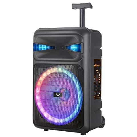 Majestic FIRE T5 - Trolley Bluetooth 5.0, Bunte LED-Lichter, USB/microSD/AUX-IN/MIC, Mikrofon, Fernbedienung, wiederaufladbarer Akku, TWS-Funktion, Griff und Rollen für den Transport.