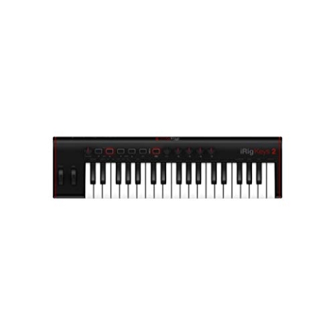 IK Multimedia iRig Keys 2 - Universell einsetzbares MIDI Keyboard für iOS, Android, MAC und PC, 37 anschlagdynamische Mini-Tasten, schwarz