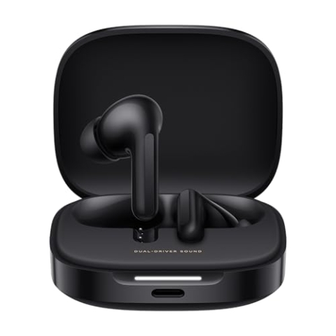 Xiaomi Redmi Buds 6, Bluetooth-Kopfhörer, Dual-Treiber-Design, aktive Geräuschunterdrückung, Dual-Mikrofon mit integriertem KI, Lange Akkulaufzeit bis zu 42 Stunden, Touch-Bedienung, Schwarz