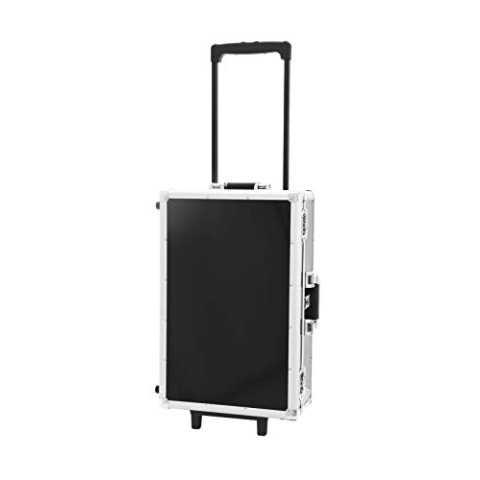ROADINGER CD-Case schwarz 120 CDs mit Trolley | CD-Case mit schwarzem Aluminiumgehäuse und Teleskopgriff