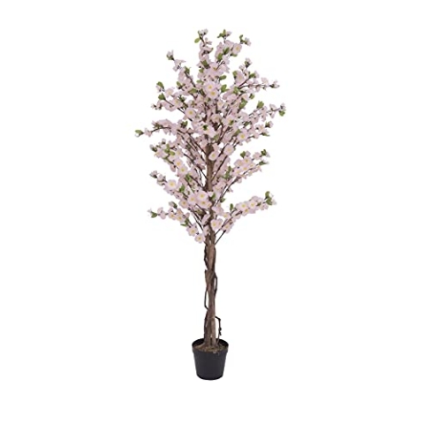 EUROPALMS Kirschbaum mit 3 Stämmen, Kunstpflanze, Rose, 150 cm | Blühender Kirschbaum
