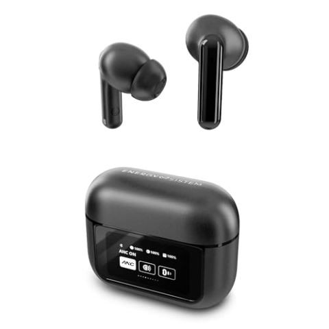 Energy Sistem Display ANC – True Wireless Kopfhörer (ANC, Bluetooth 5.4, True Wireless Stereo, 30 Stunden Akkulaufzeit, Ladebox mit intelligentem Display)