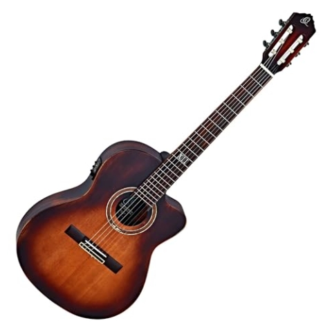Ortega Guitars Konzert Gitarre Elektro-Akustisch – Slim Neck, Thinline Body – The Private Room Series – Inklusive Gig Bag – Massive Fichte, Mahagoni, Mehrfarbig (DSSUITE-C/E)