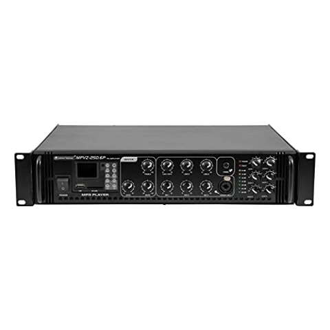 OMNITRONIC MPVZ-250.6P Mischverstärker | 6-Zonen-ELA-Mono-Mischverstärker, MP3-Player & IR-FB, Zonen regelbar, 250 W