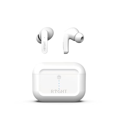 RYGHT - Pulse ANC – Bluetooth-Kopfhörer mit Geräuschunterdrückungstechnologie (Active Noise Canceling) – Akkulaufzeit 6 Stunden + 30 Stunden Ladezeit im Gehäuse – Weiß