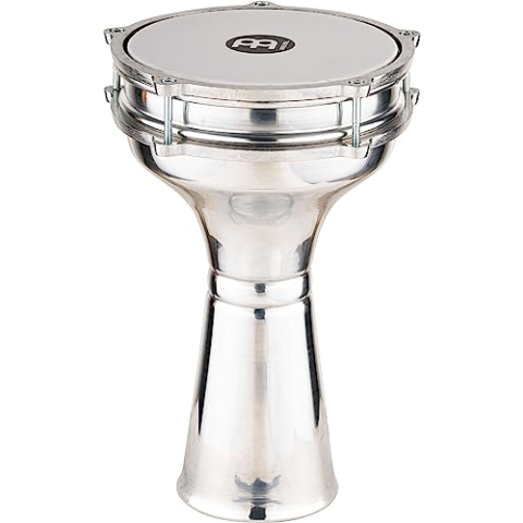 Meinl Percussion Aluminium Series Darbuka - Sehr große Handtrommel - Mit Kunststofffell - Durchmesser 8 Zoll - Aluminium, Silber (HE-104)