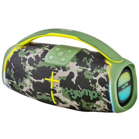 X JUMP XJ 150 Tragbarer kabelloser Lautsprecher, verstärkt 60 W, hohe Leistung, TWS-Funktion, USB, AUX-IN, integriertes Mikrofon, kabelloser Lautsprecher, wasserdicht IPX5, Militärgrün