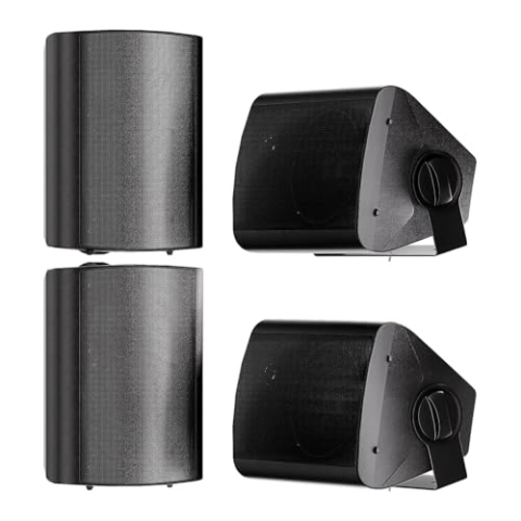 STUDIOFINIX 5,25 Zoll 600 Watt Außenlautsprecher Outdoor-Lautsprecher für Outdoor Indoor Wandhalterung Patio Deck Camper Garten, Terrasse, Restaurant Home, 2 Paar (Schwarz)