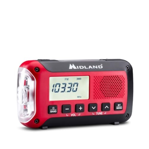 Midland ER250 BT Notfallradio mit Bluetooth, Powerbank, Radio und Bluetooth-Lautsprecher: unverzichtbar für Erfahrungen, perfekt für Abenteuer