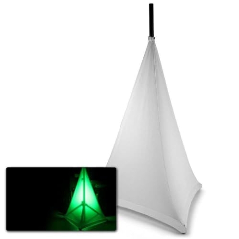 BeamZ LSS12W - Abdeckung für Lautsprecherständer in Weiß, 120 cm, Lycra Stretch Cover für Stative, Stativsegel, Husse für Stative, Dreibein Abdeckung, Stativ Bezug, Party, DJ, Gastro, Events
