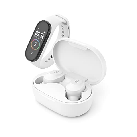 Ledwood Kepler Kabellose Kopfhörer + Aktivitätstracker – Kopfhörer mit Touchscreen – Sprachunterstützung – kompatibel mit iOS/Android (weiß)