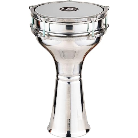 Meinl Percussion Aluminium Series Darbuka - Große Handtrommel - Mit Kunststofffell - Durchmesser 7,25 Zoll - Aluminium, Silber (HE-103)