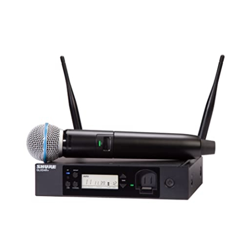 Shure GLXD24R+/B58 Dual Band Pro Digital Wireless Mikrofonsystem - 12-Stunden-Batterielaufzeit, 30m Reichweite | BETA 58A Handheld Vocal Mikrofon, Single Channel Rack Mount Empfänger.